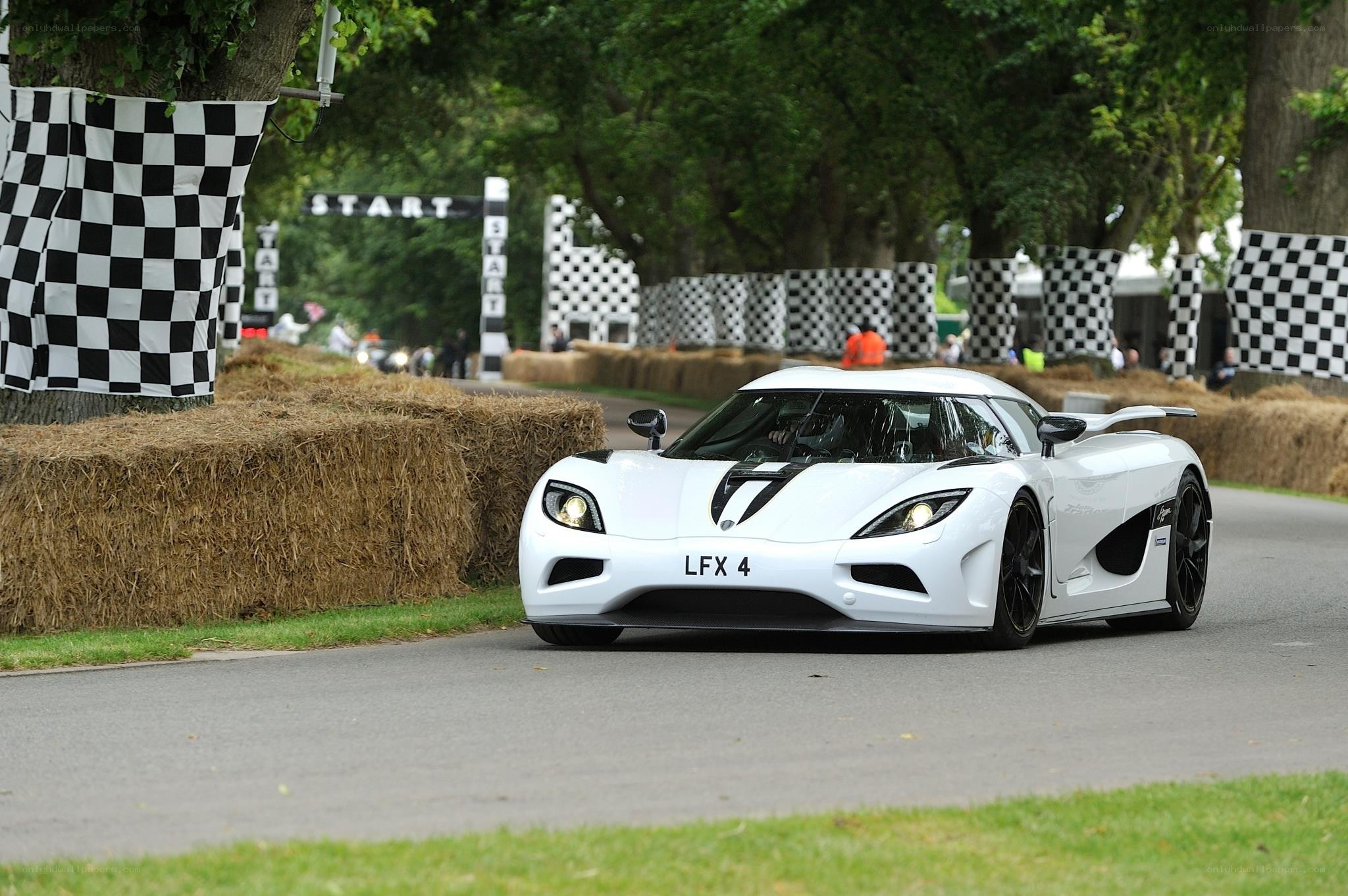 White Koenigsegg on track