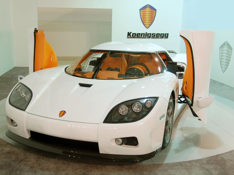 White Koenigsegg sports car