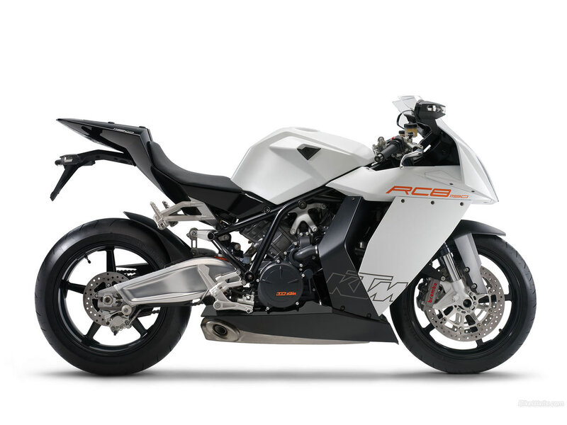 White KTM RC8 motorcycle
