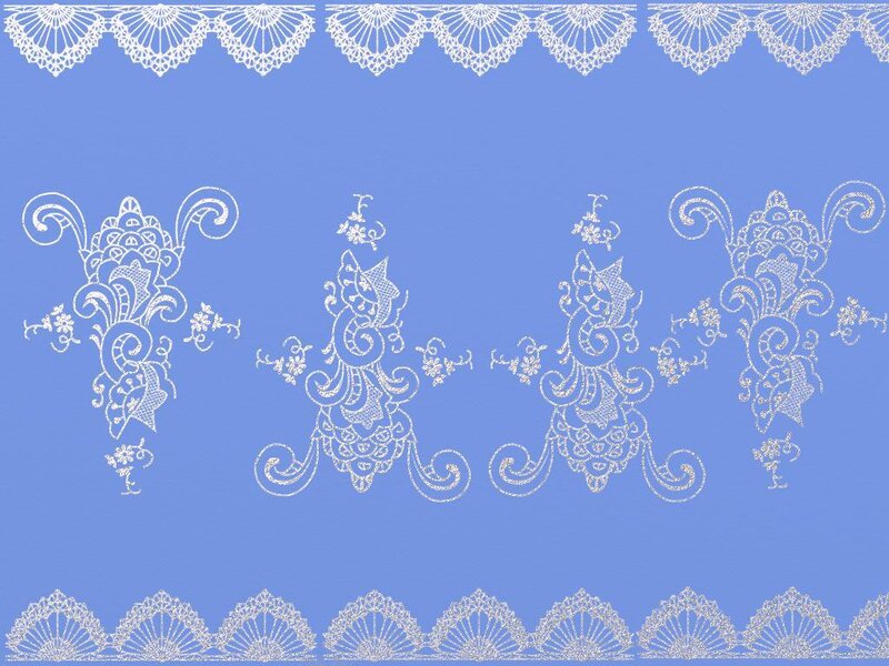 white lace pattern on blue