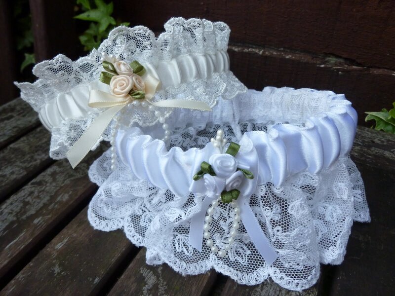 White Lace Wedding Garters
