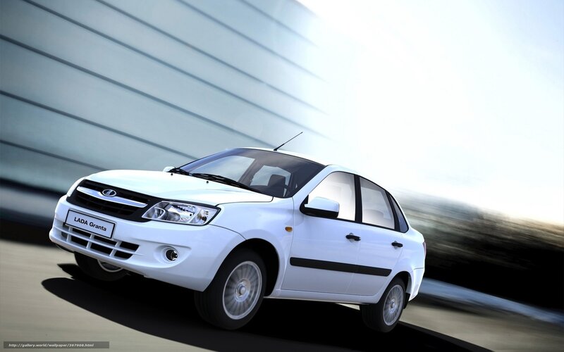 White Lada Granta Car