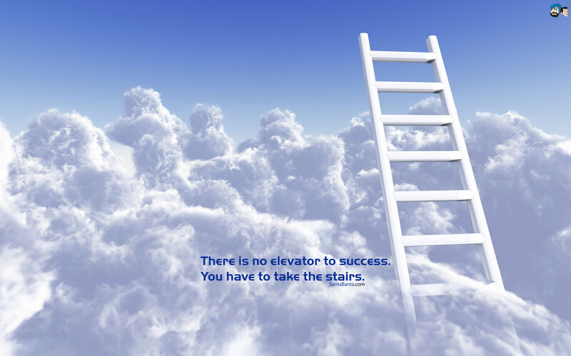 White Ladder in Clouds — Blue