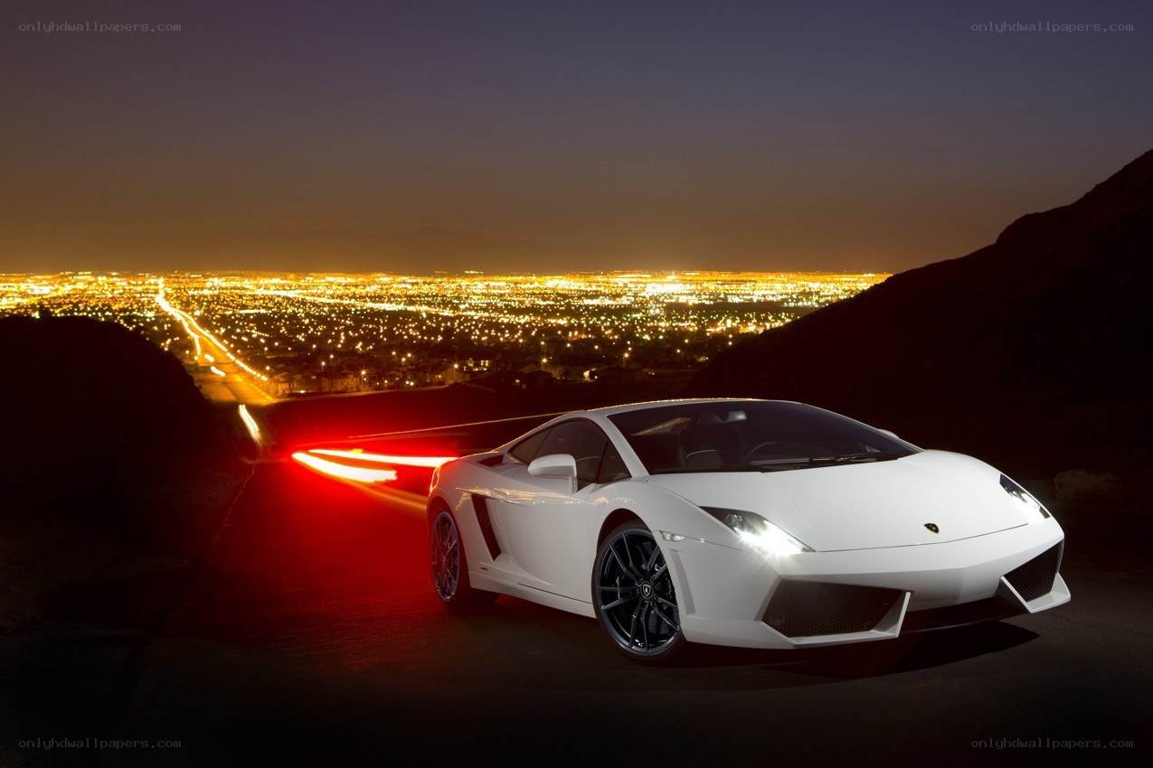 White Lamborghini at night