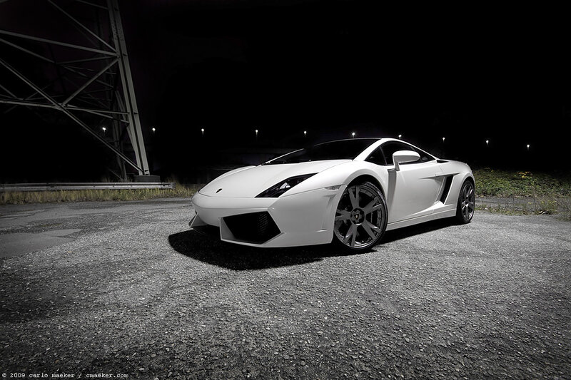 White Lamborghini at night