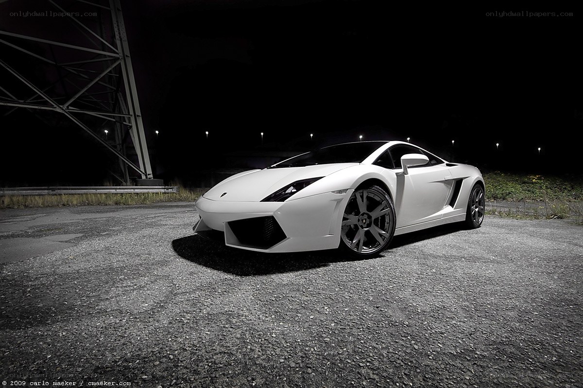White Lamborghini at night