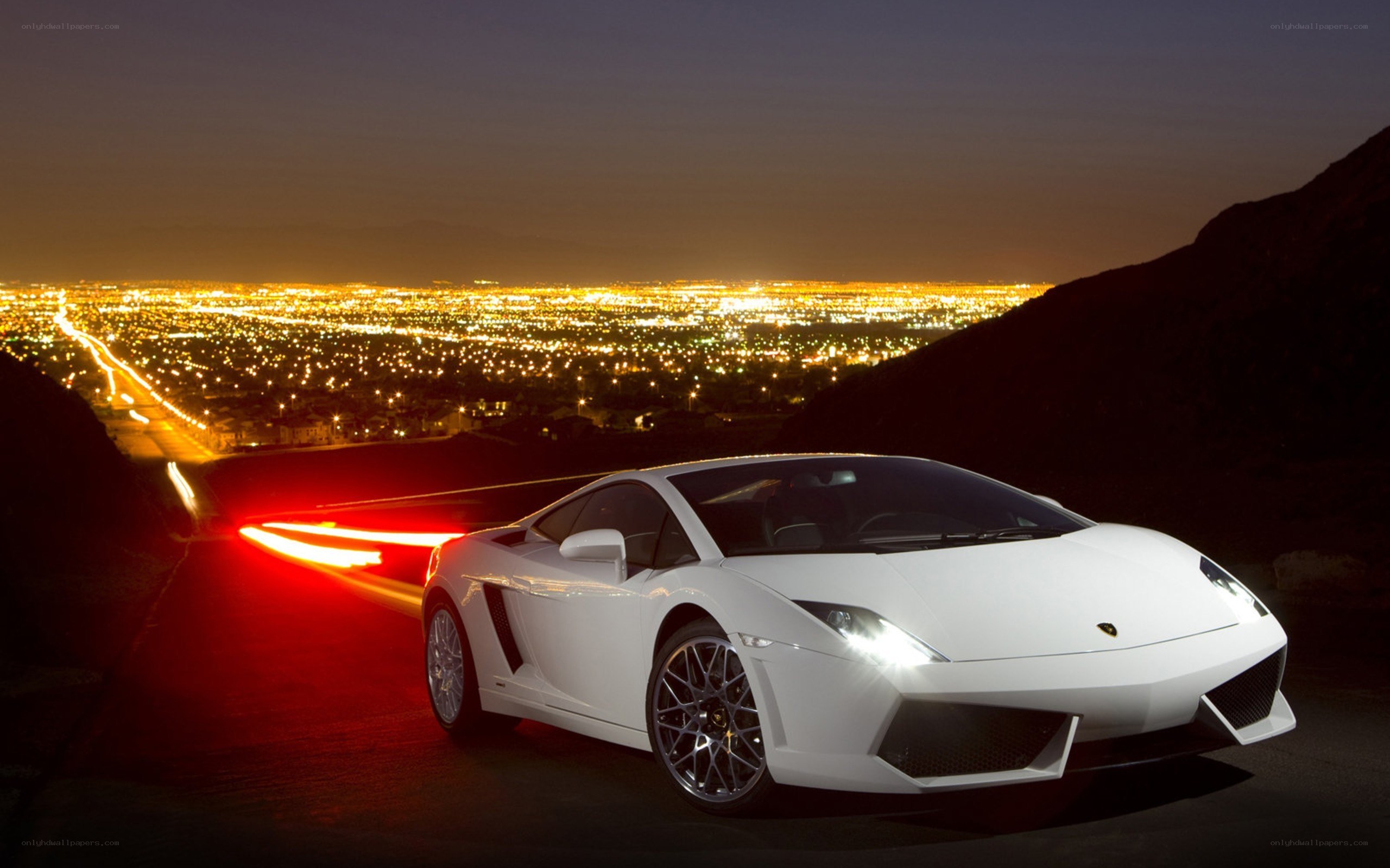 White Lamborghini at night