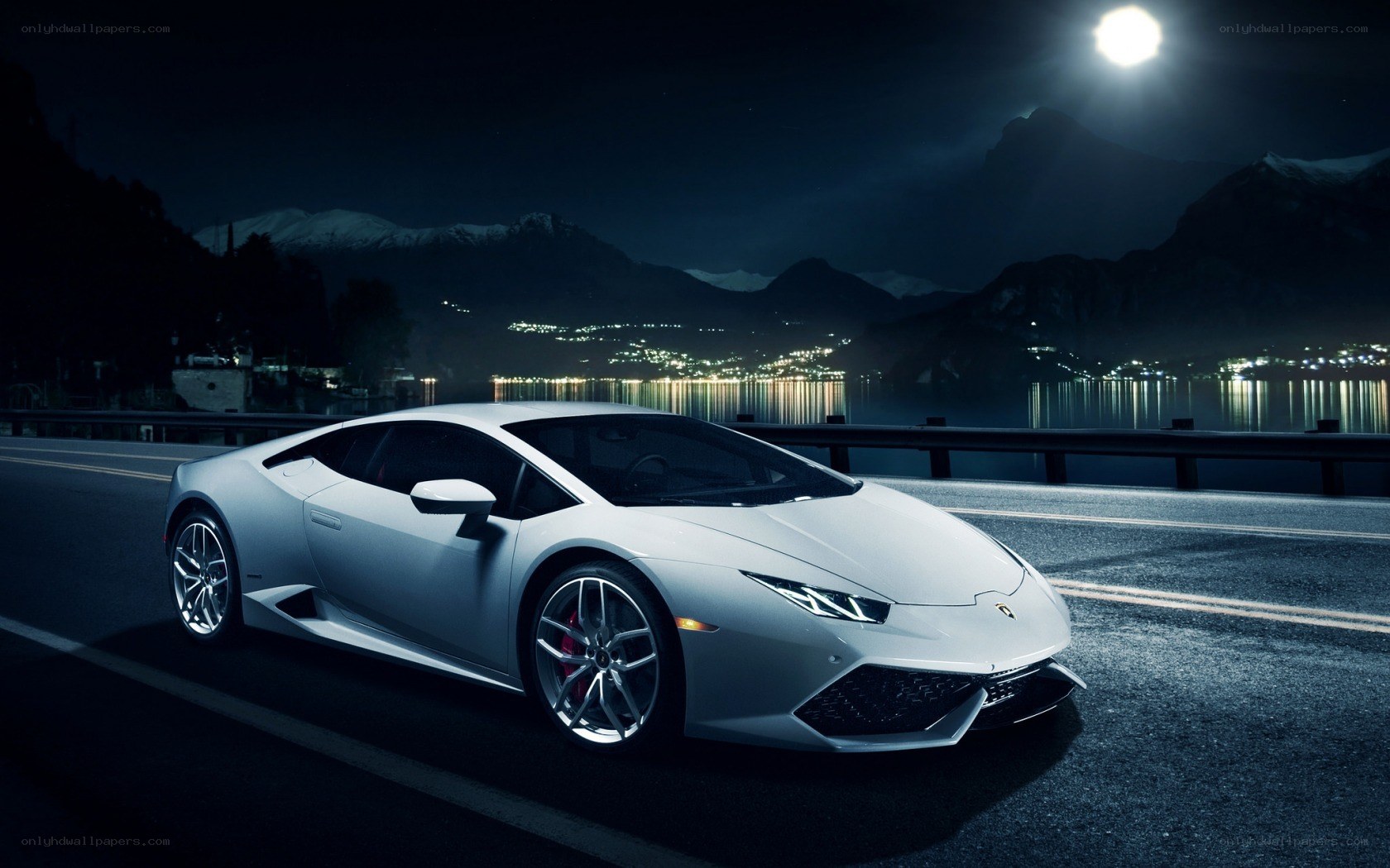 White Lamborghini at night