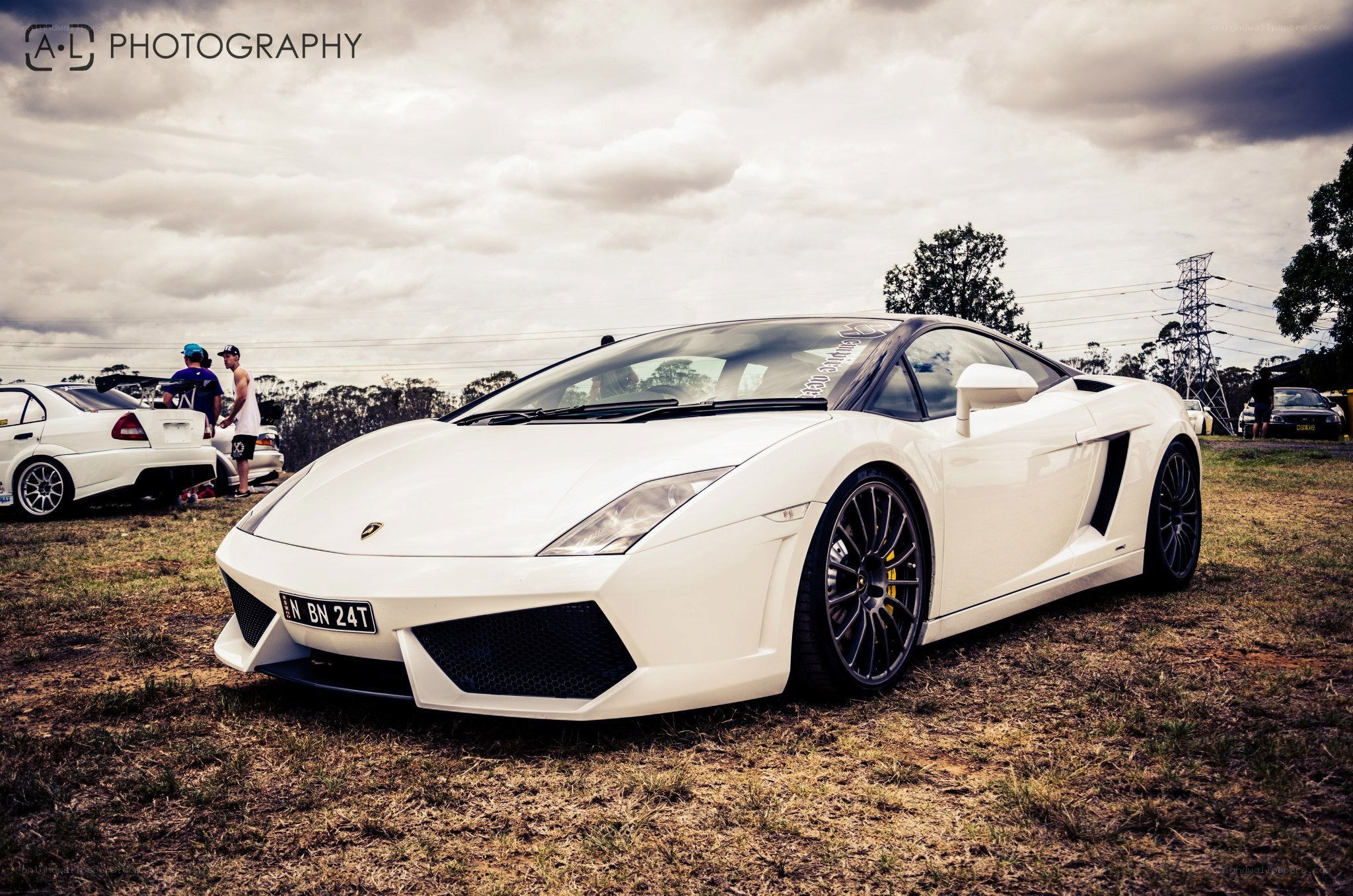 White Lamborghini at outdoor event