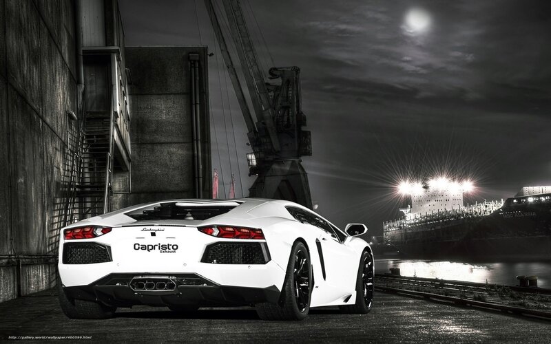 White Lamborghini at port