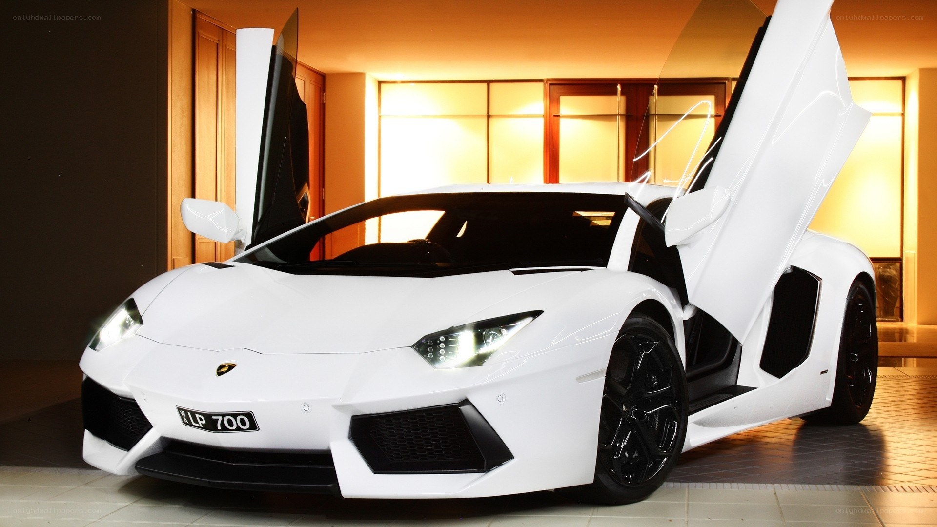White Lamborghini Aventador