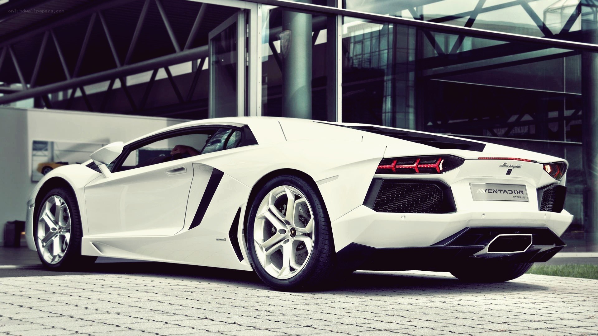 White Lamborghini Aventador