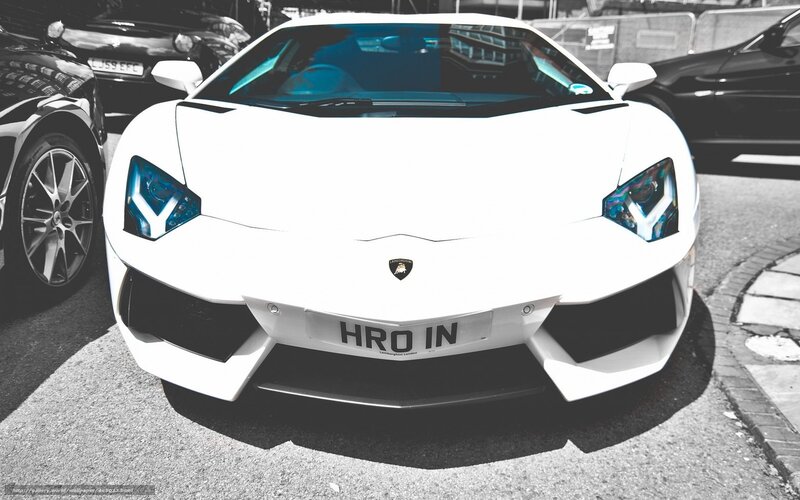 White Lamborghini Aventador — Dramatic, Afternoon, Photograph, Car, License Plate