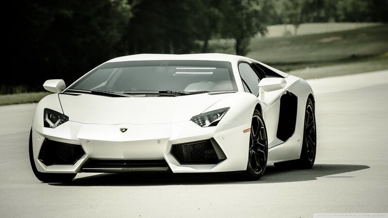 White Lamborghini Aventador — Dramatic, Afternoon, Photograph, Car, Road, Trees, Black