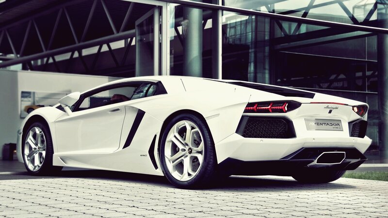 White Lamborghini Aventador — Dramatic, Photograph, Car, Building