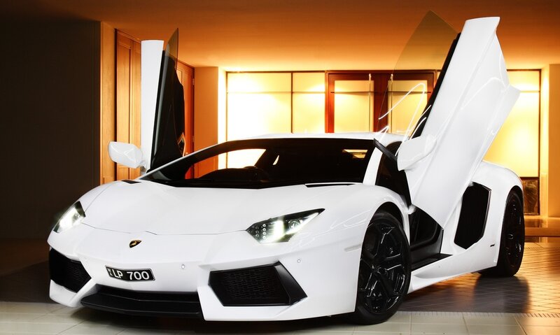 White Lamborghini Aventador — Dramatic, Photograph, Car Door