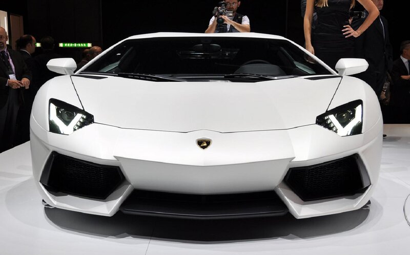 White Lamborghini Aventador — Dramatic, Photograph, Car