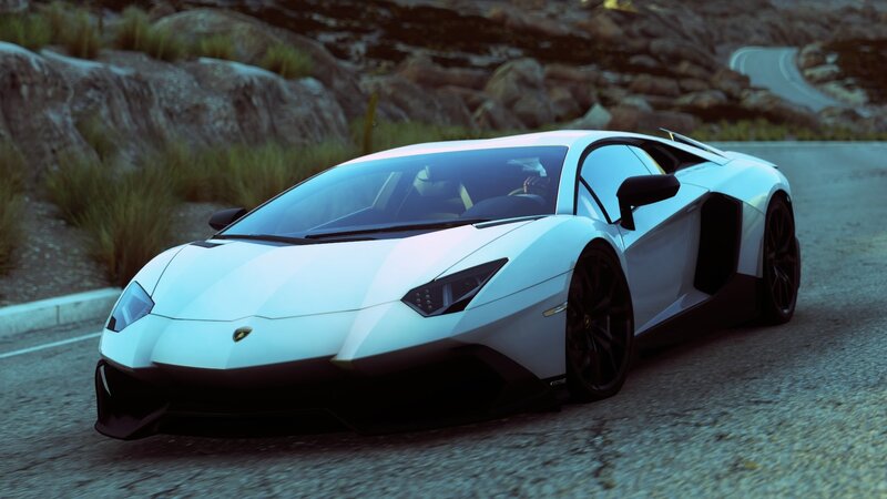 White Lamborghini Aventador — Dramatic, Sunset, 3d Render, Car