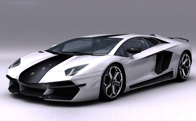 White Lamborghini Aventador — Neutral, 3d Render, Carbon Fiber