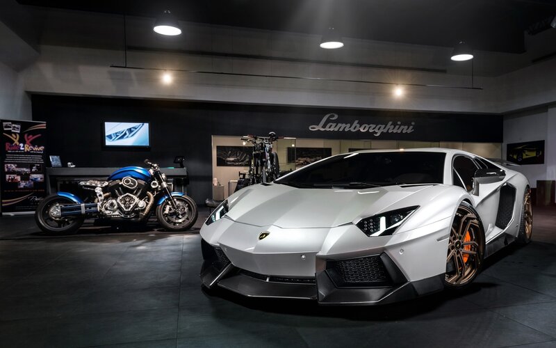 White Lamborghini Car — Dramatic, Photograph, Motorcycle