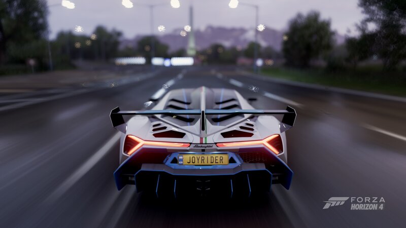 White Lamborghini Car — Dynamic, Night