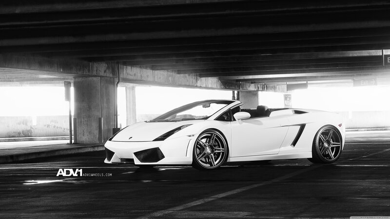 White Lamborghini Convertible — Black, Dramatic, Photograph, Car
