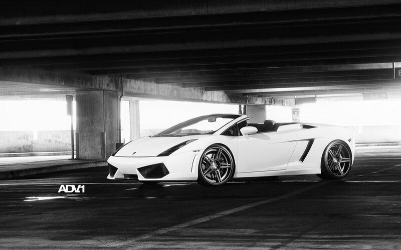 White Lamborghini Convertible — Black, Dramatic