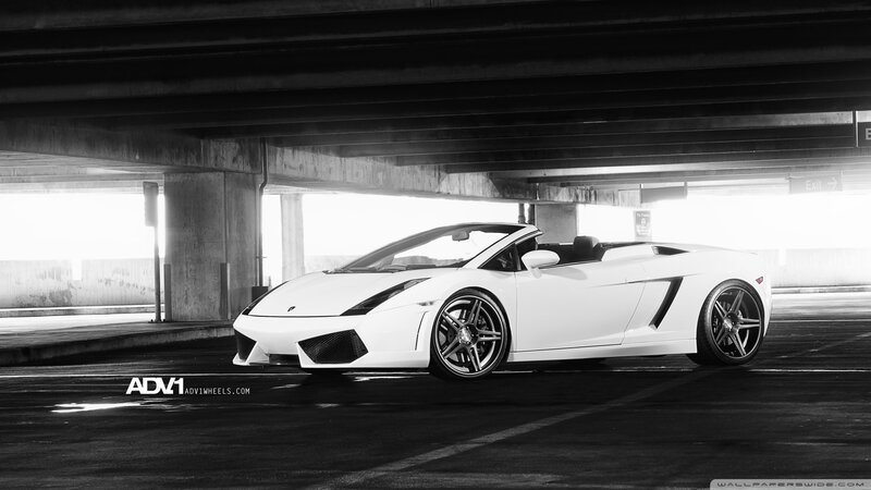 White Lamborghini Convertible — Black