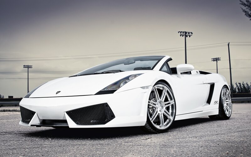 White Lamborghini Convertible — Dramatic, Afternoon, Photograph, Car, Road