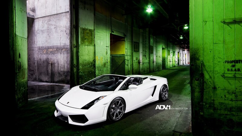 White Lamborghini Convertible — Dramatic, Night