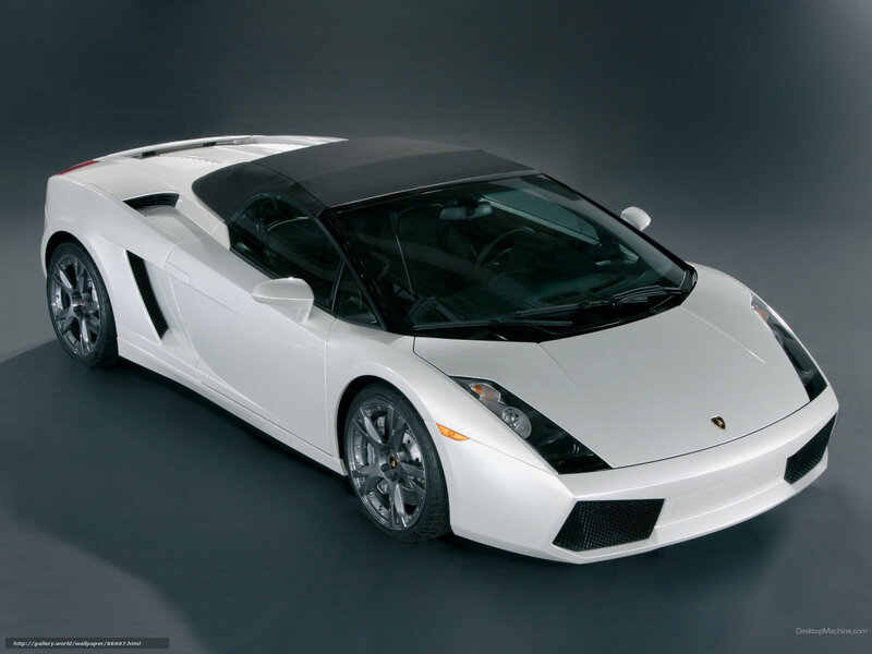 White Lamborghini Convertible — Dramatic, Photograph, Black Soft Top, Silver Wheels