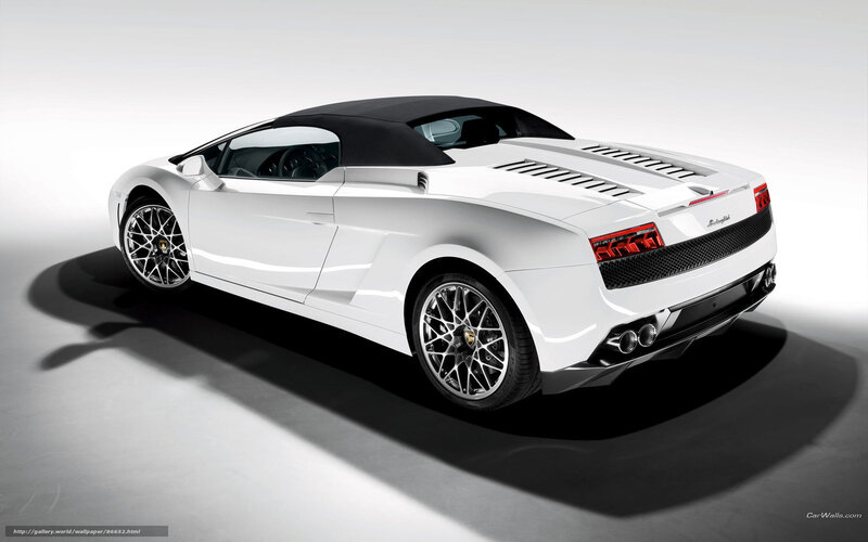 White Lamborghini Convertible — Dramatic, Photograph, Black Soft Top