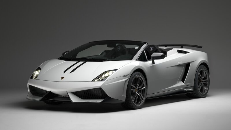 White Lamborghini Convertible — Dramatic, Photograph, Black Wheels, Targa Top