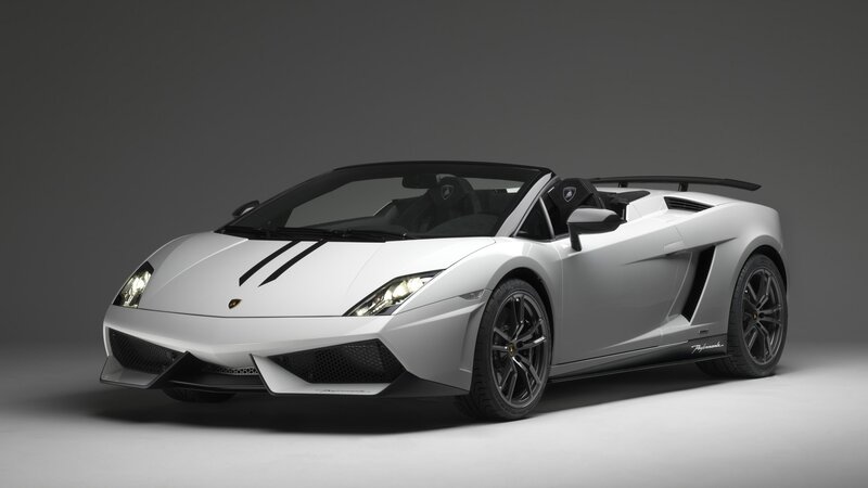 White Lamborghini Convertible — Dramatic, Photograph, Car, Targa Top, Aerodynamic Wing
