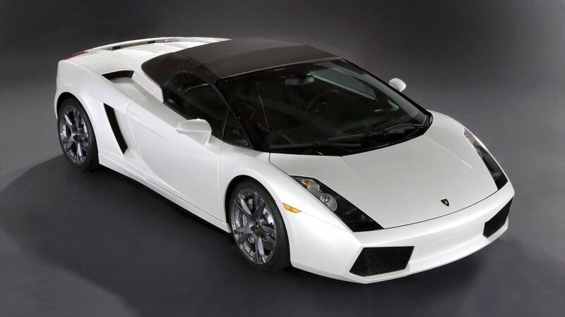 White Lamborghini Convertible — Dramatic, Photograph, Car, Targa Top, Wheels