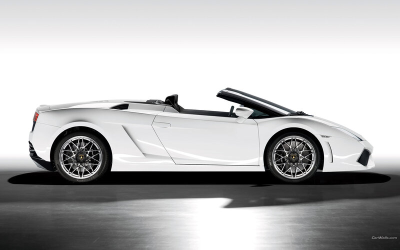 White Lamborghini Convertible — Dramatic, Photograph, Car, Wheels, Convertible Top