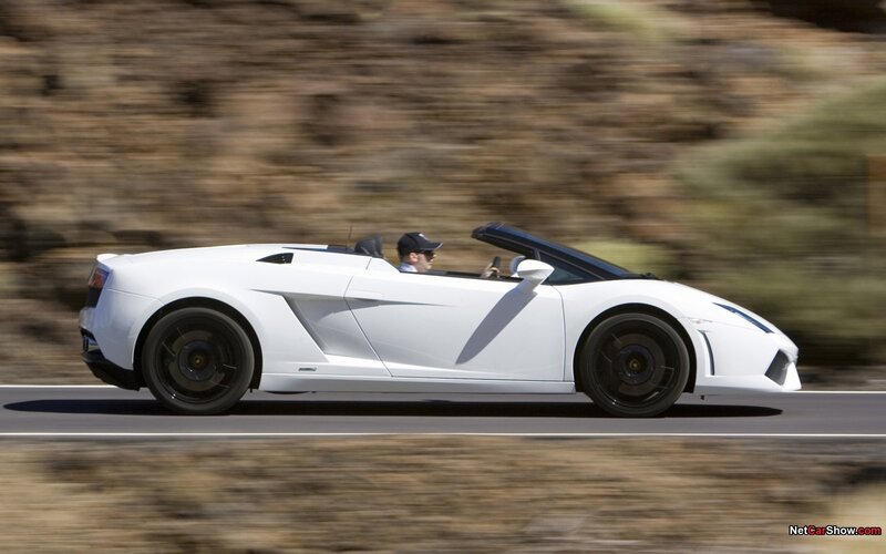white lamborghini convertible driving