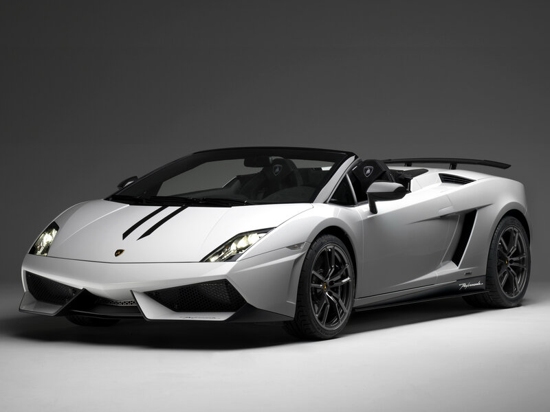 White Lamborghini convertible sports car