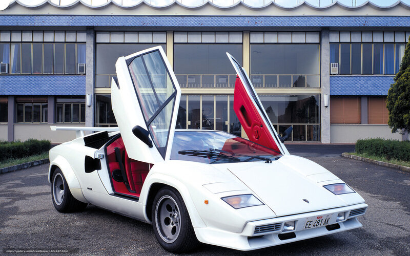 White Lamborghini Countach — Dramatic, Afternoon, Photograph, Building