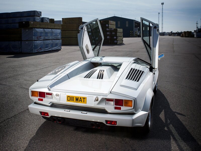 White Lamborghini Countach — Dramatic, Afternoon, Photograph, Car Doors