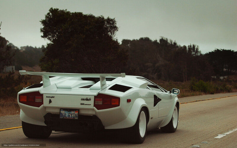 White Lamborghini Countach on road