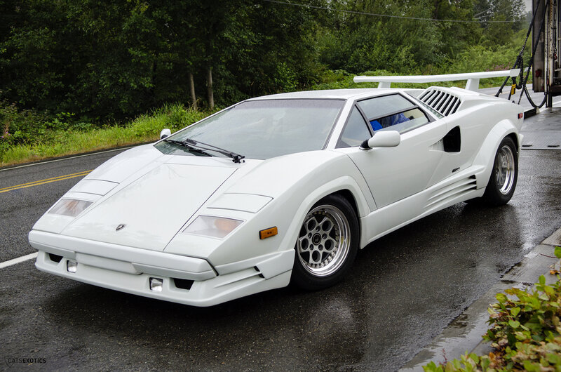 White Lamborghini Countach — Rainy