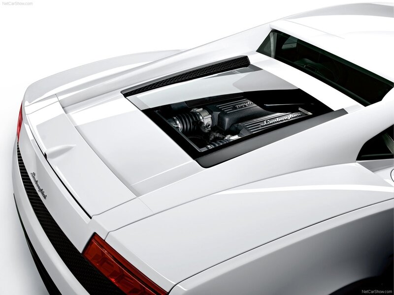 White Lamborghini Engine — Clean, Technical, Photograph, Car