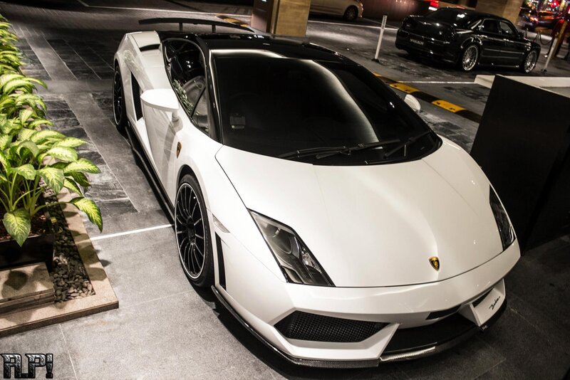 White Lamborghini Gallardo — Dramatic, Night, Photograph, Black Car