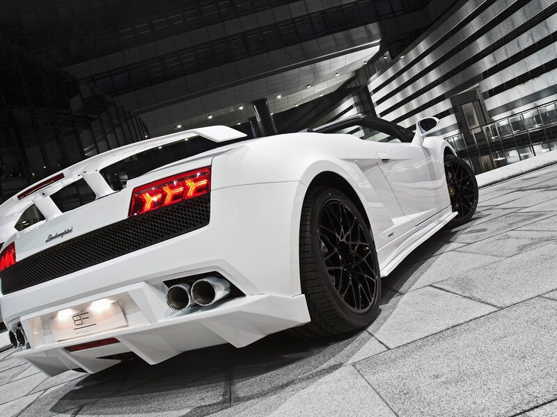 White Lamborghini Gallardo — Dramatic, Night, Photograph, Car