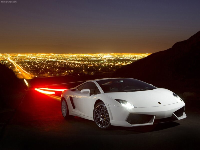 White Lamborghini Gallardo — Dramatic, Night, Photograph