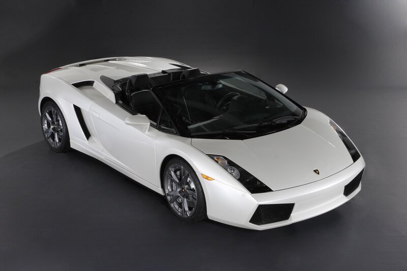 White Lamborghini Gallardo — Dramatic, Photograph, Car, Convertible, Black Interior