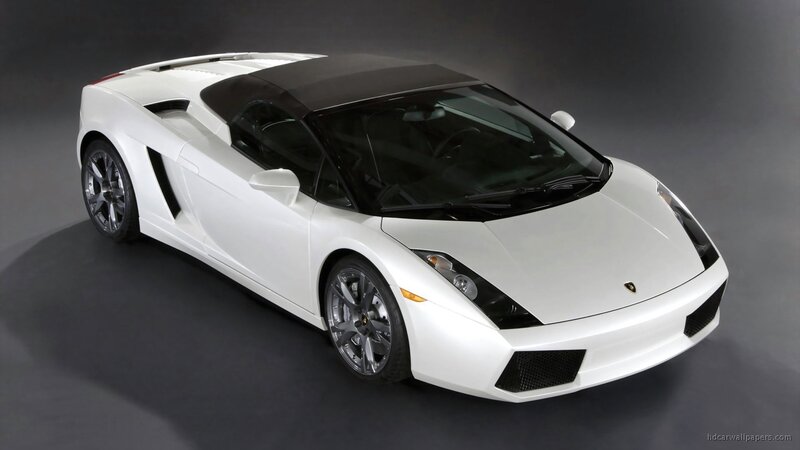 White Lamborghini Gallardo — Dramatic, Photograph, Car, Convertible, Black Roof