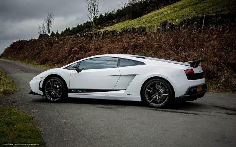 White Lamborghini Gallardo — Dramatic, Photograph, Car, Road