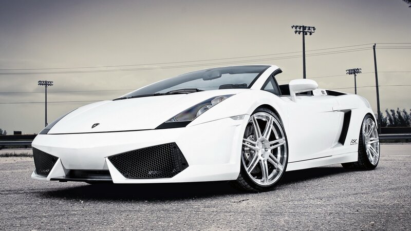 White Lamborghini Gallardo — Dramatic, Photograph, Convertible